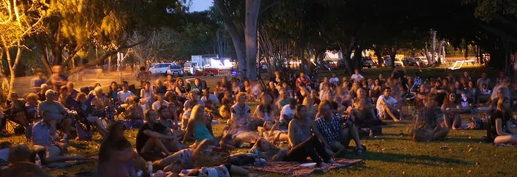 crowd watching movie